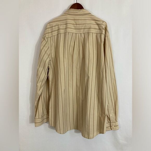 Timberland Shirt Men’s XXL Tan Black Stripe Button Up Long Sleeve Casual Outdoor - Picture 3 of 10
